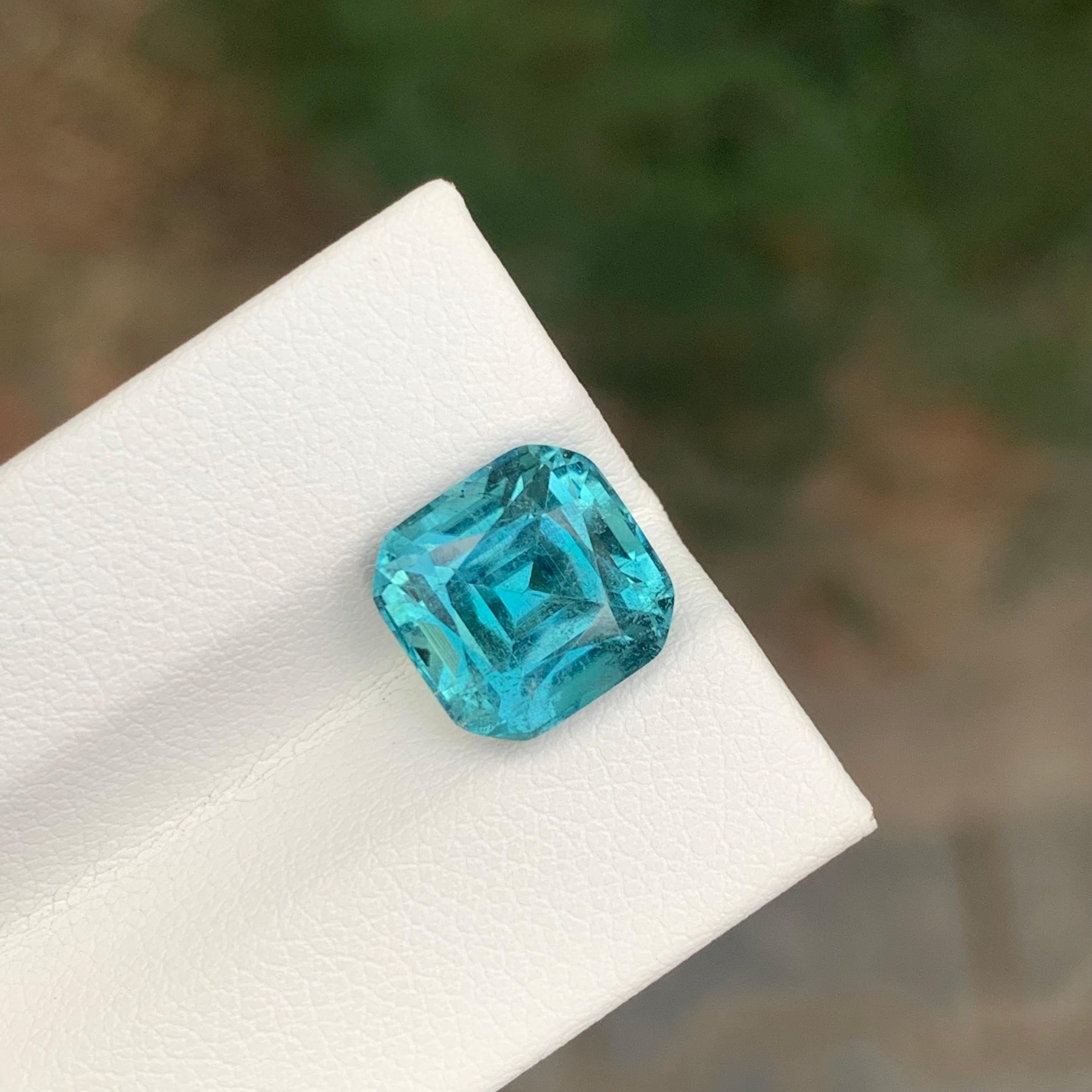Gema natural suelta de turmalina azul seafoam en forma de cojín de 5.05 quilates Corte cojín en venta