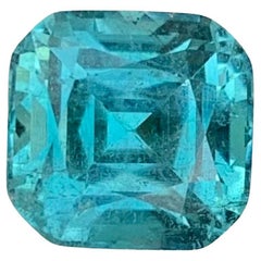 Gema natural suelta de turmalina azul seafoam en forma de cojín de 5.05 quilates