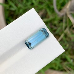 Rare Color 5.05 Carat Natural Loose Blue Seafoam Tourmaline Emerald Shape Gem