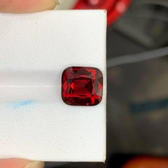 5.05 Carat Natural Loose Bright Red Garnet Stone Cushion Cut Africa Gemstone
