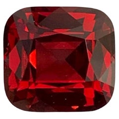 5.05 Carat Natural Loose Bright Red Garnet Stone Cushion Cut Africa Gemstone