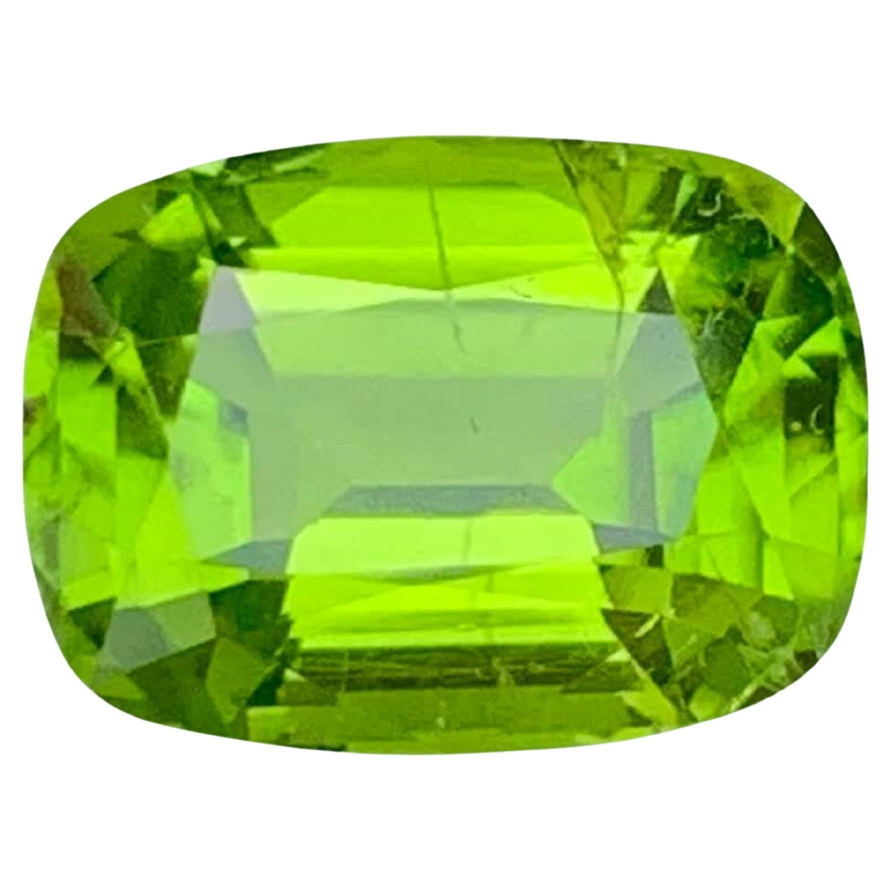 5.05 Carat Natural Loose Green Peridot Stone Cushion Cut Pakistani Gemstone