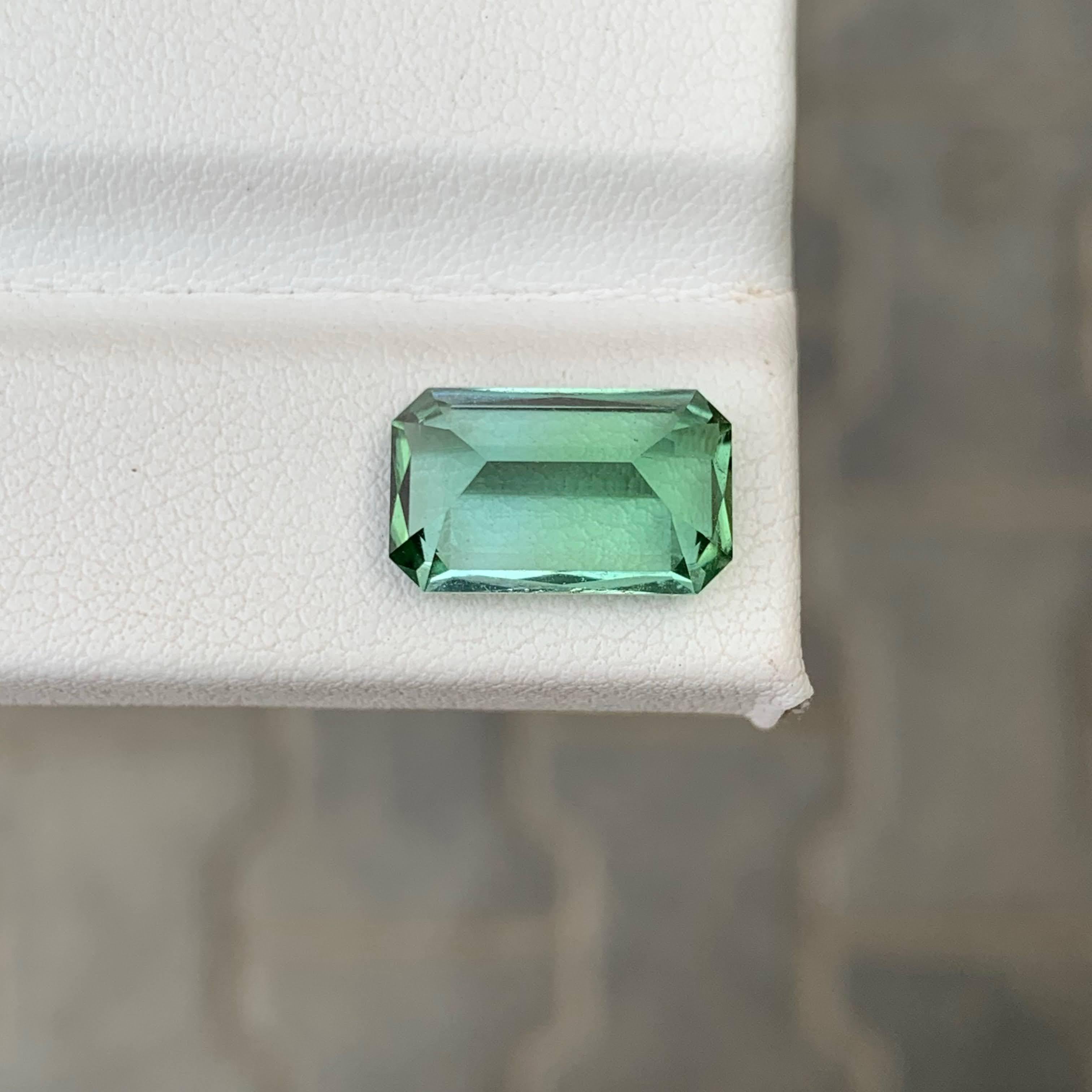 5.05 Carat Natural Loose Lagoon Green Tourmaline Emerald Cut Afghan Gemstone For Sale 5