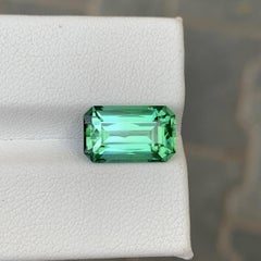 5.05 Carat Natural Loose Lagoon Green Tourmaline Emerald Cut Afghan Gemstone