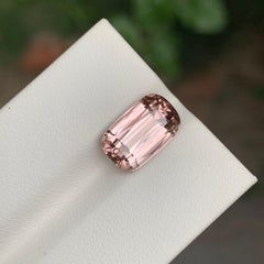 5.05 Carat Natural Loose Peachy Pink Tourmaline Cushion Shape Gemstone