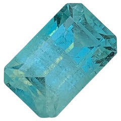 5.05 Carat Natural Rich Color Loose Seafoam Tourmaline Emerald Shape Gemstone