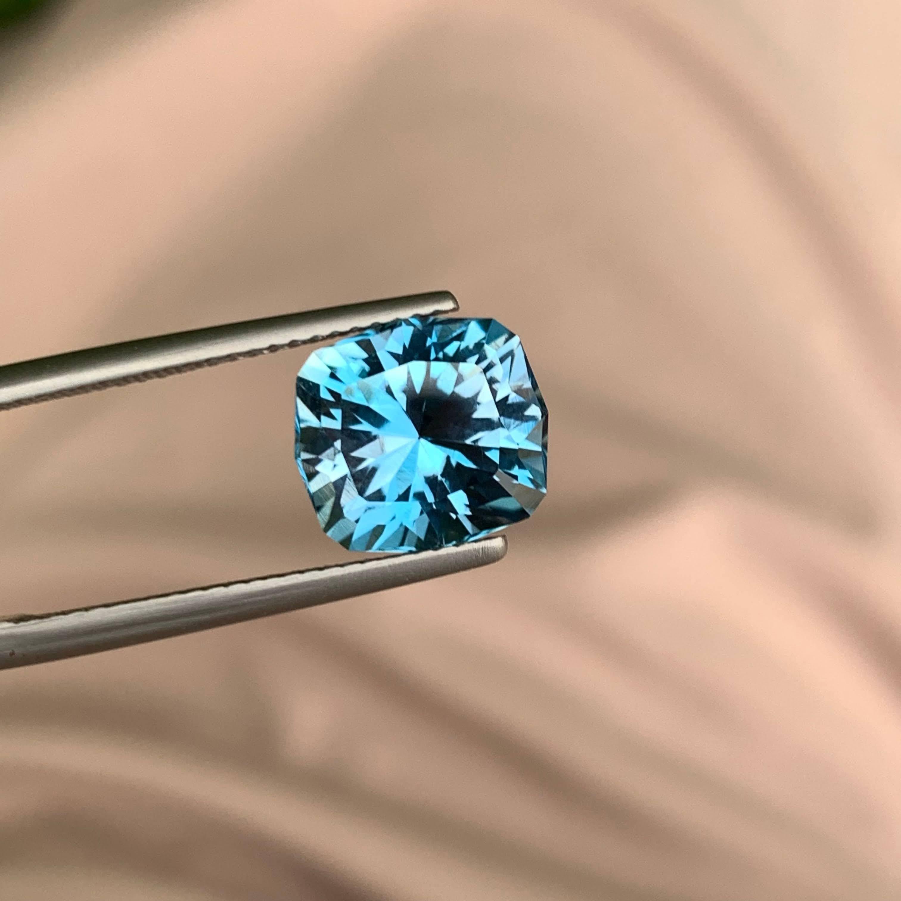 5.05 Carat Naturel Loose Soft London Blue Topaz Cut Custom Precision from Africa en vente 5