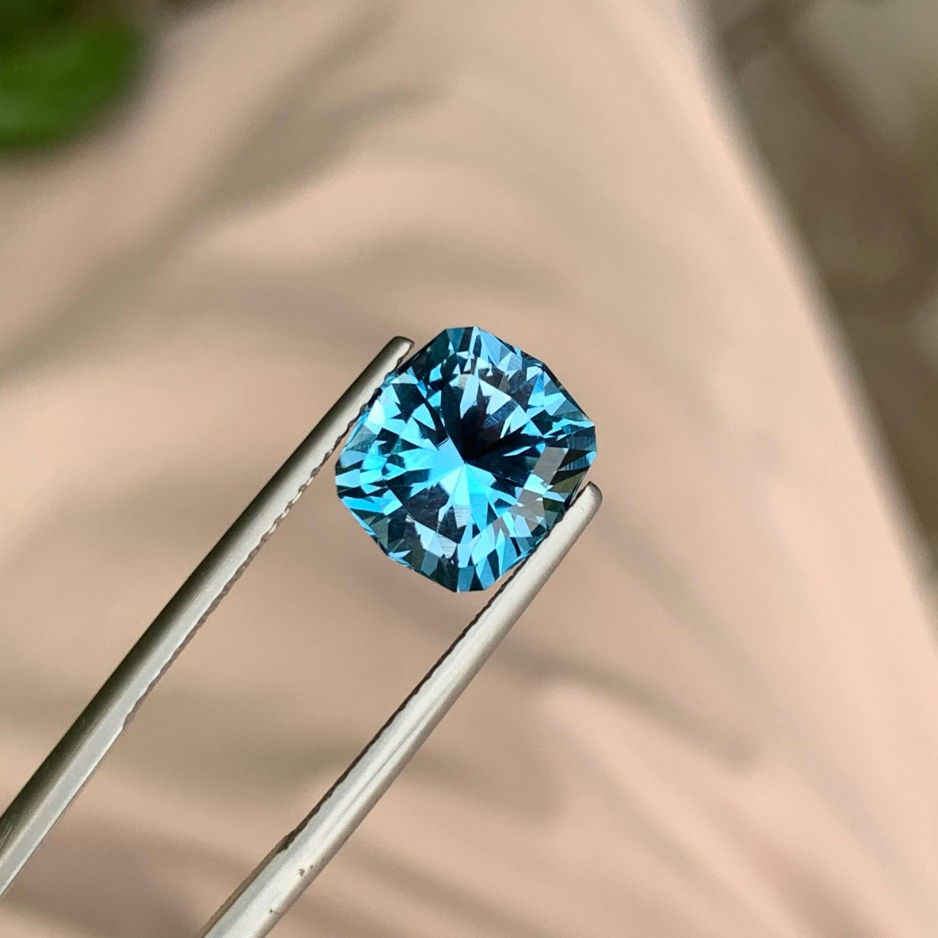 5.05 Carat Naturel Loose Soft London Blue Topaz Cut Custom Precision from Africa en vente 2