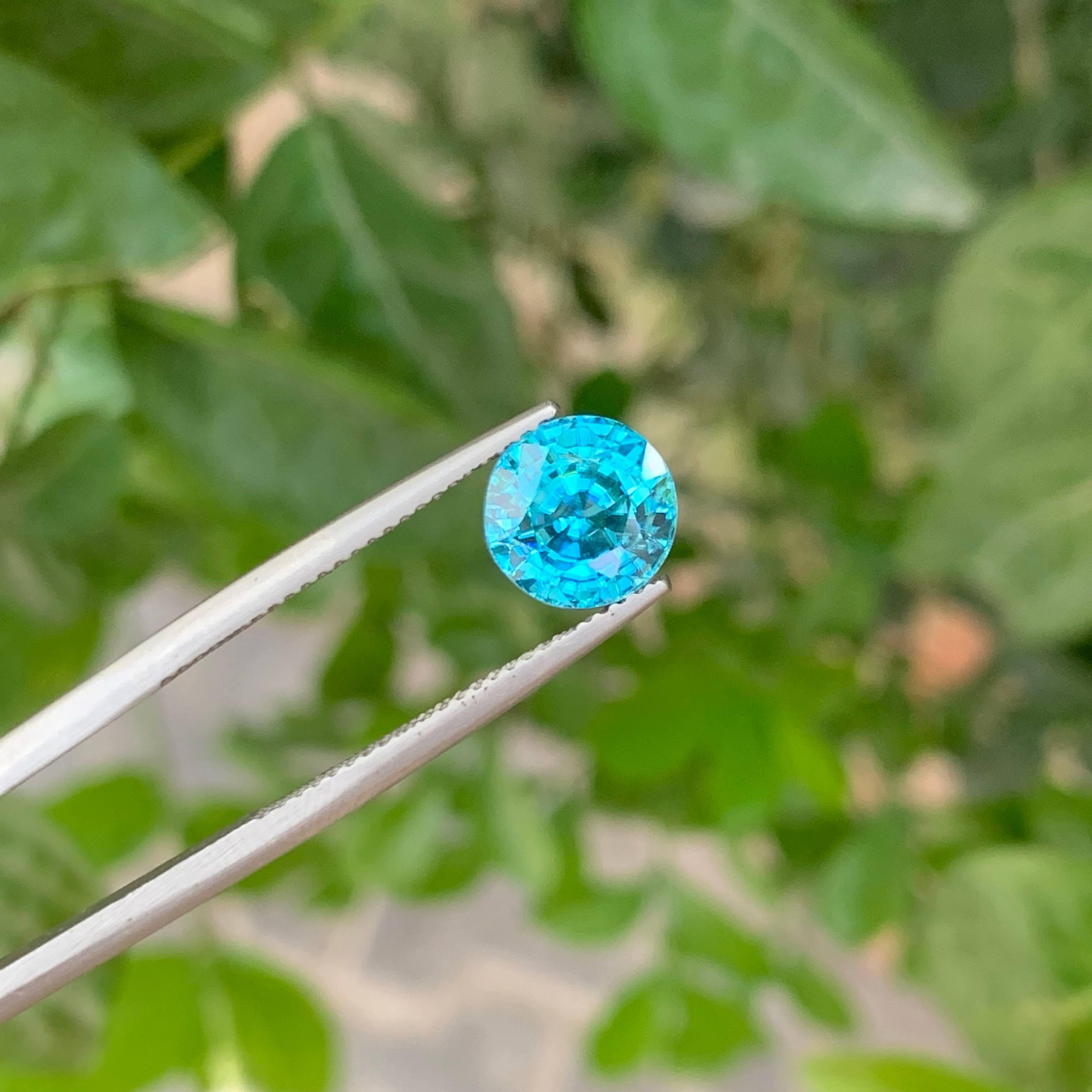 Taglio rotondo 5,05 Carati Nature sciolti Zircone Blu Tiffany Pietra Cambogiana Taglio Rotondo in vendita
