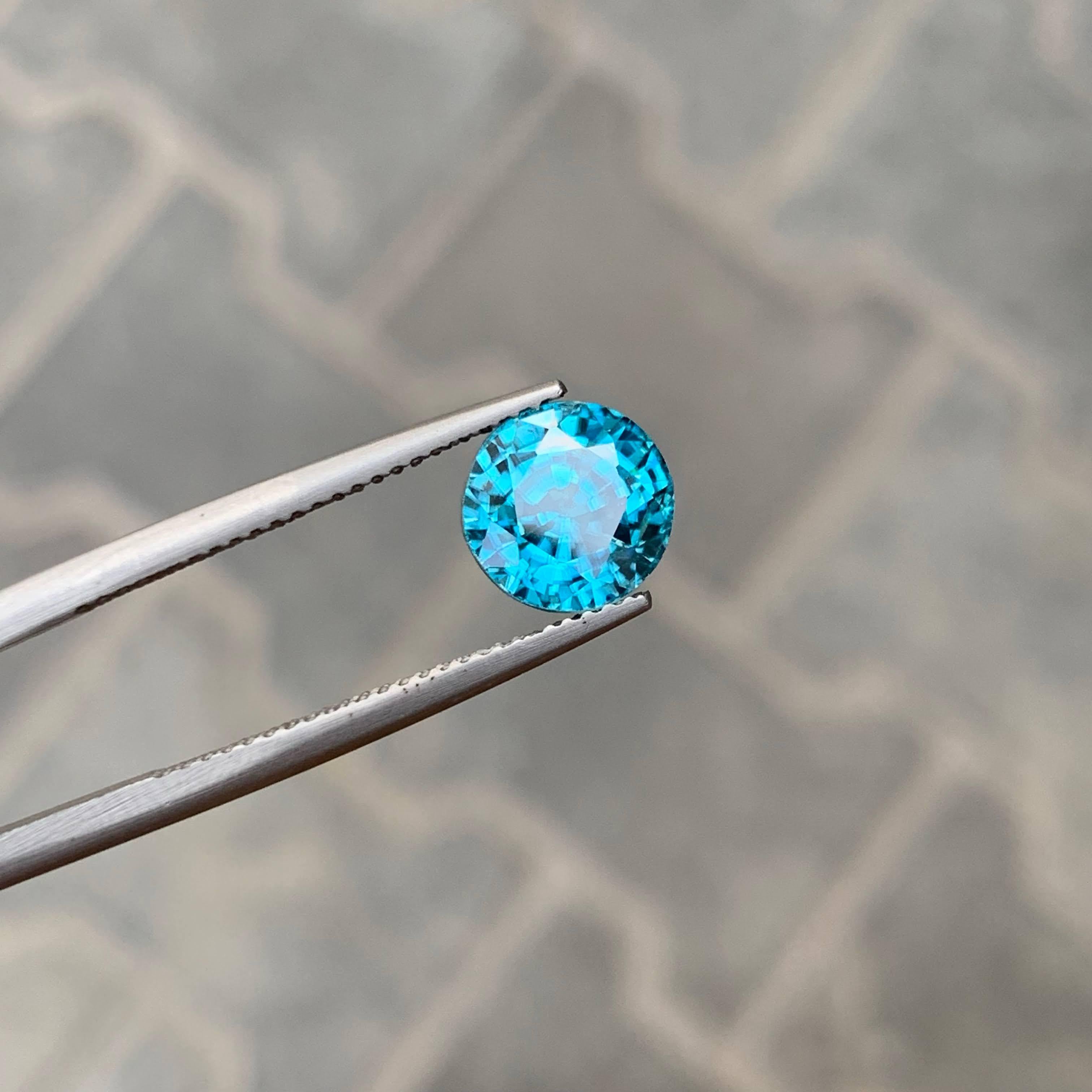 5,05 Carati Nature sciolti Zircone Blu Tiffany Pietra Cambogiana Taglio Rotondo in vendita 1