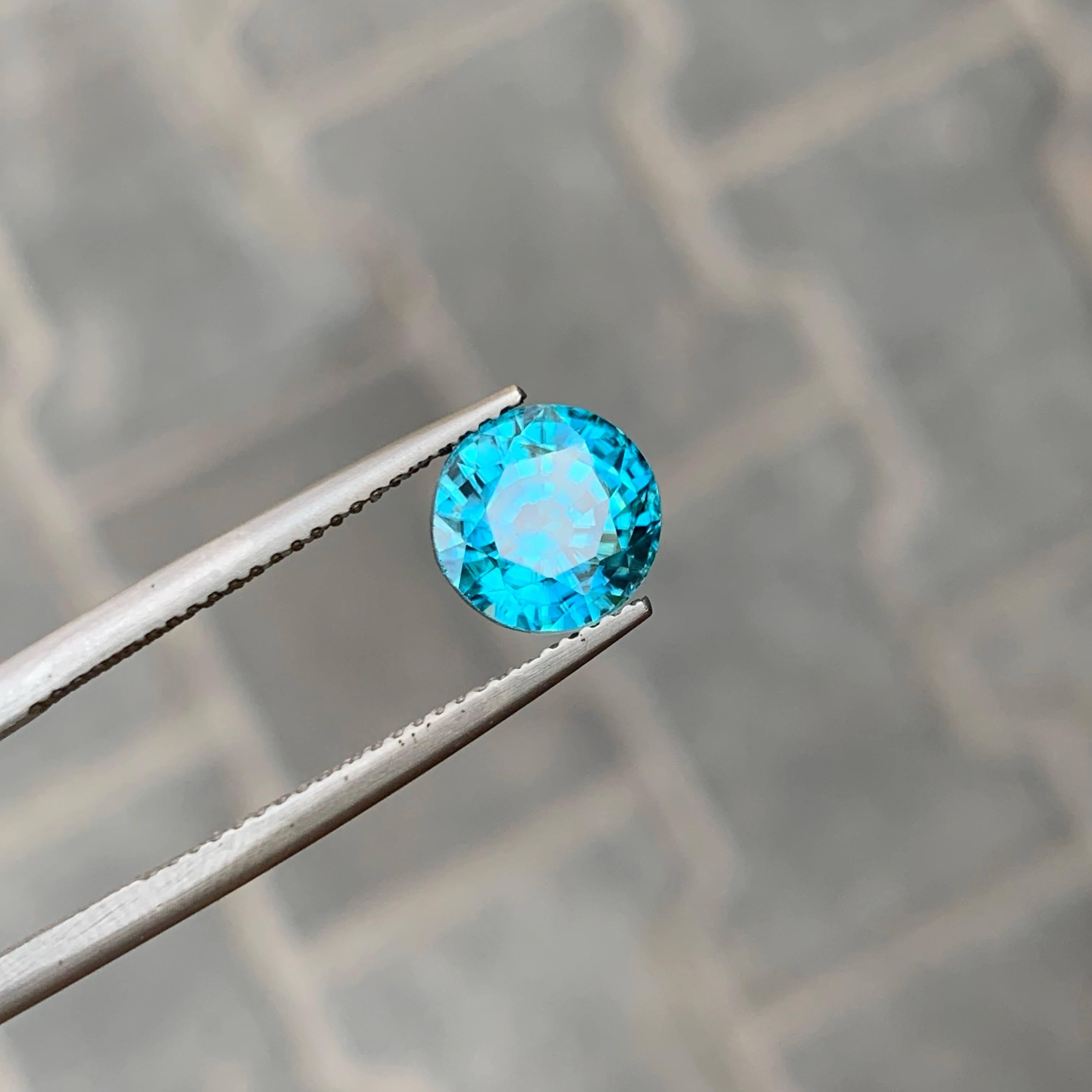 5,05 Carati Nature sciolti Zircone Blu Tiffany Pietra Cambogiana Taglio Rotondo in vendita 2