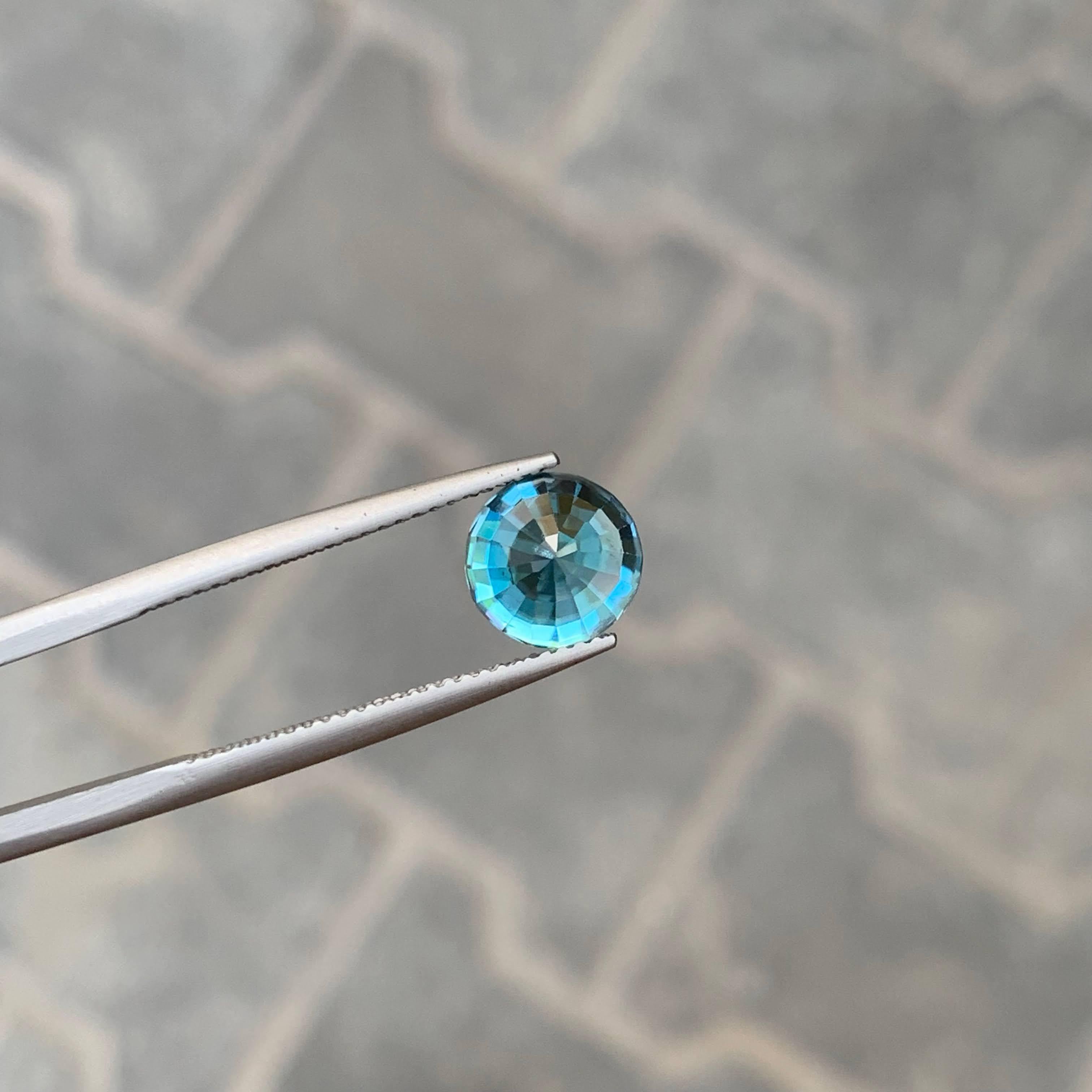5,05 Carati Nature sciolti Zircone Blu Tiffany Pietra Cambogiana Taglio Rotondo in vendita 3