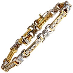 5.05 Carat Natural Round Diamonds Channel Link Bezel Flush Bracelet 14 Karat