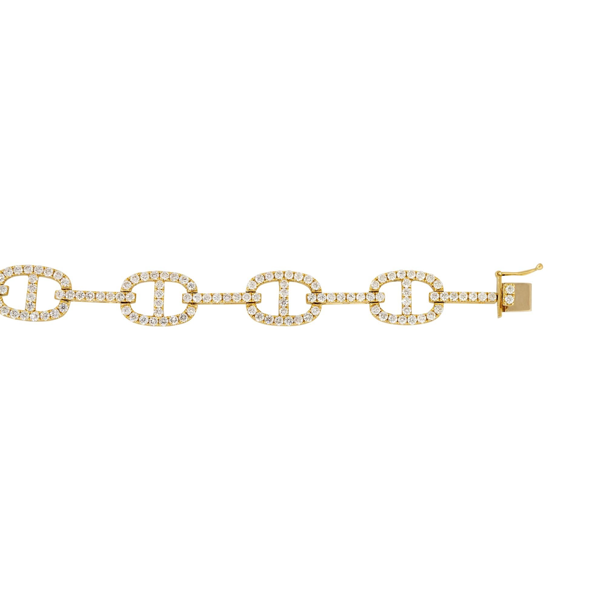 5.05 Carat Round Brilliant Cut Diamond Oval Link Bracelet 18 Karat In Stock In Excellent Condition In Boca Raton, FL