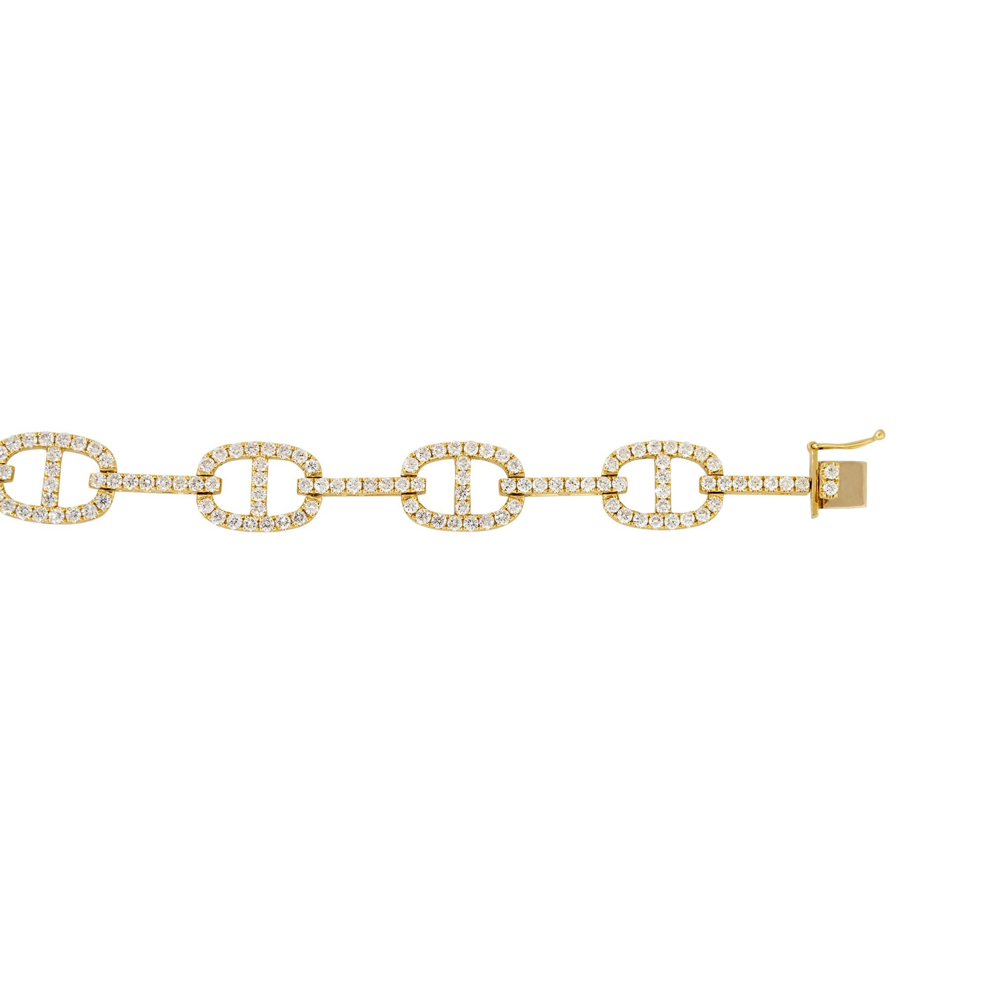 5.05 Carat Round Brilliant Cut Diamond Oval Link Bracelet 18 Karat In Stock In Excellent Condition For Sale In Boca Raton, FL