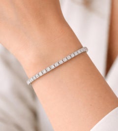 5.05 Carat Round Cut Diamond Single Line Tennis Bracelet 18 Karat White Gold