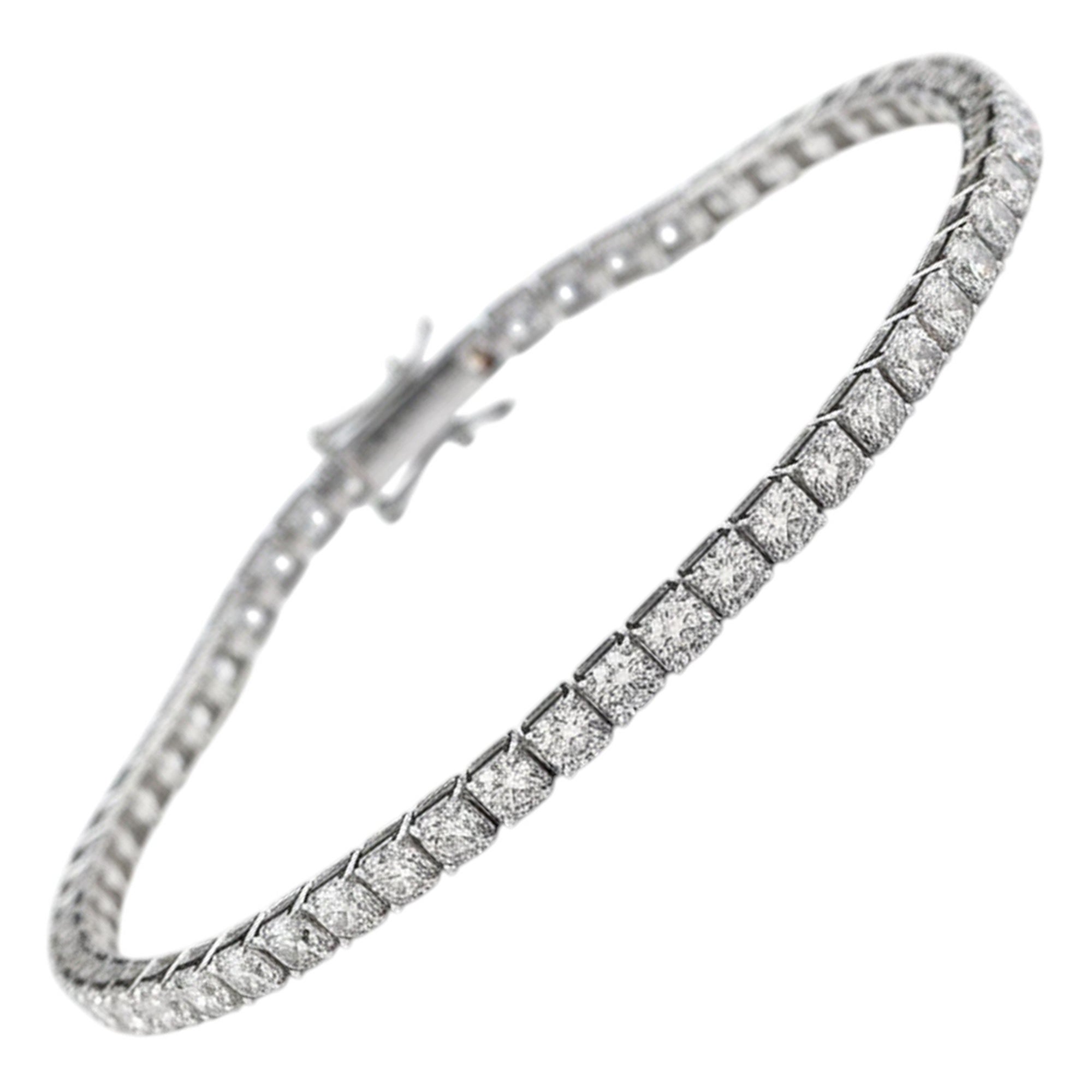 5.05 Carat Round Cut Diamond Single Line Tennis Bracelet or blanc 18 carats
