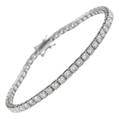 5.05 Carat Round Cut Diamond Single Line Tennis Bracelet 18 Karat White Gold