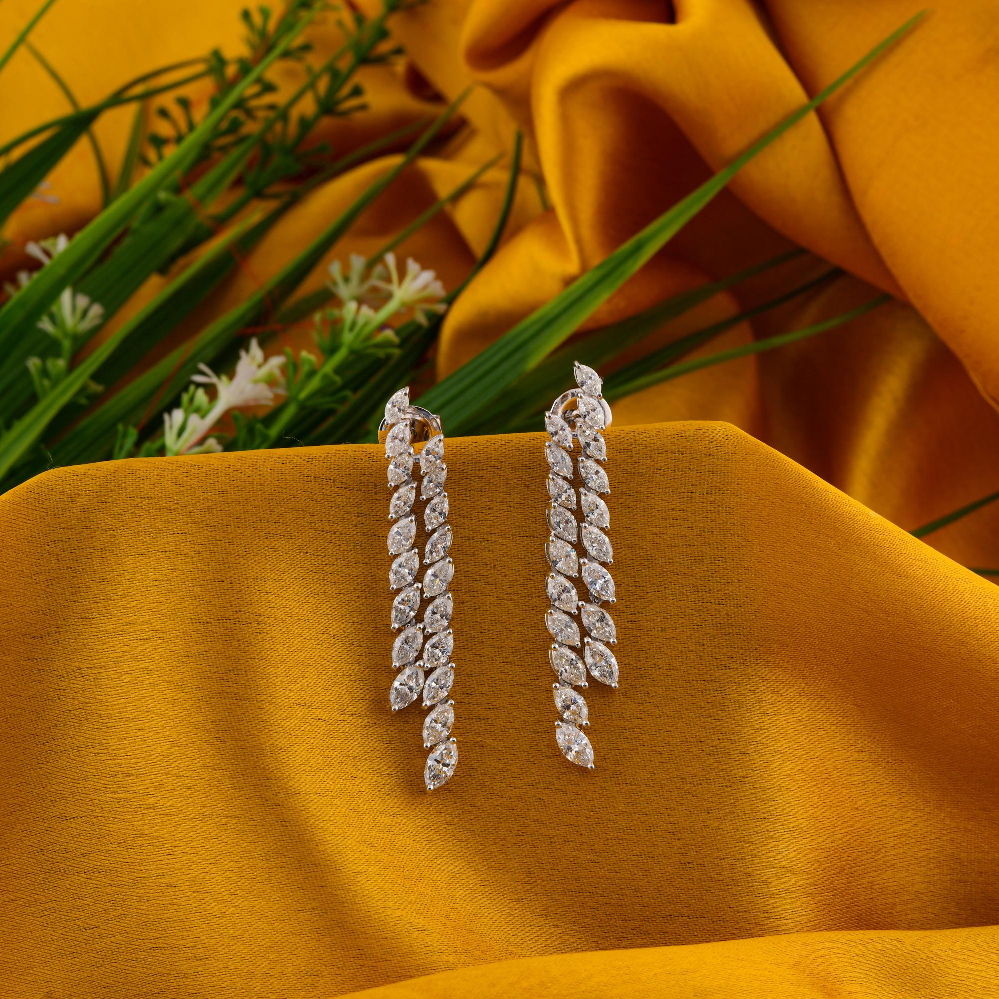 Ohrringe aus 14 Karat Weißgold mit 5,05 Karat SI Reinheit HI Farbe Marquise Diamant (Moderne) im Angebot
