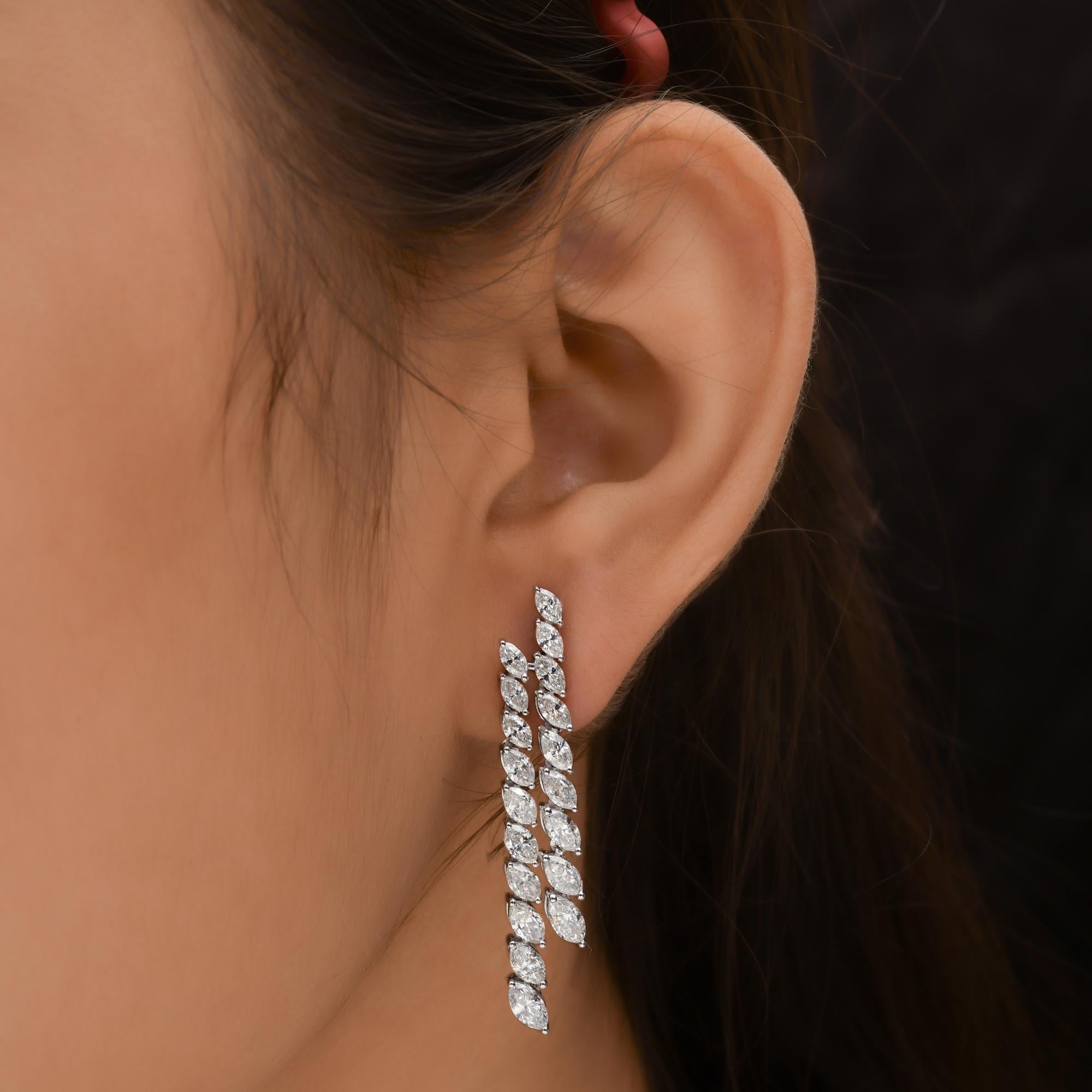 Ohrringe aus 14 Karat Weißgold mit 5,05 Karat SI Reinheit HI Farbe Marquise Diamant (Marquiseschliff) im Angebot