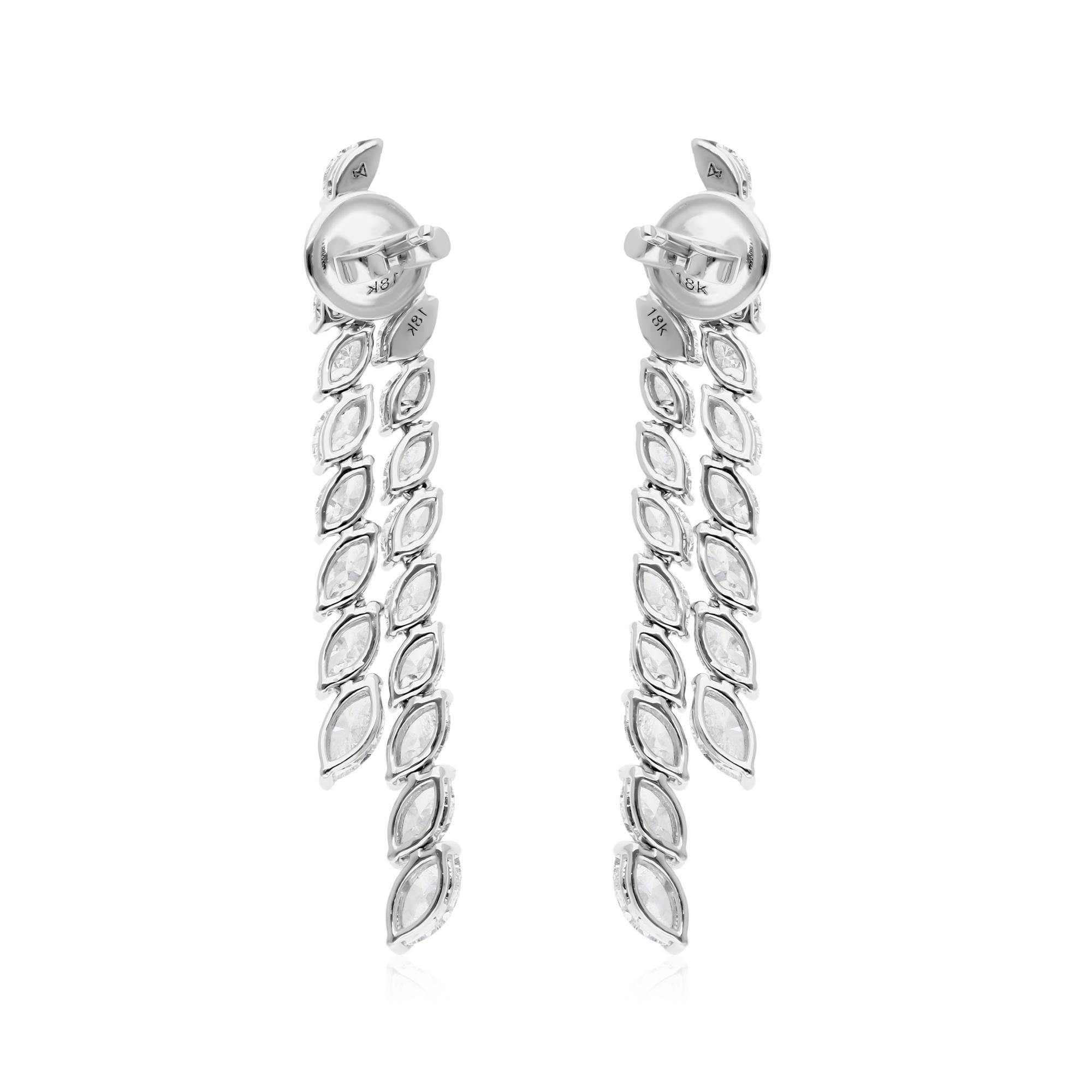 Ohrringe aus 14 Karat Weißgold mit 5,05 Karat SI Reinheit HI Farbe Marquise Diamant Damen im Angebot