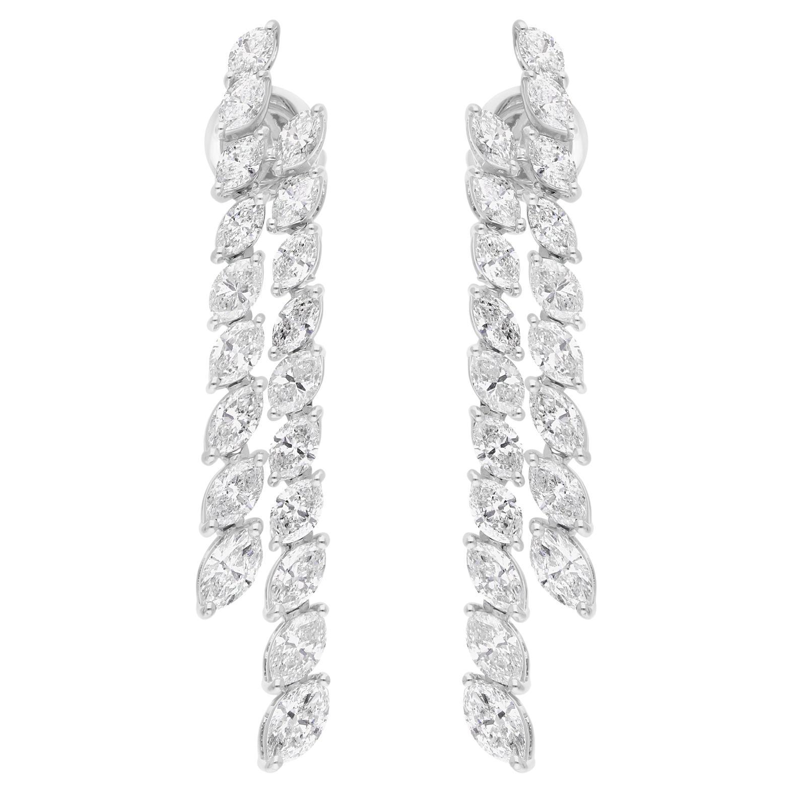 5.05 Carat SI Clarity HI Color Marquise Diamond 14 Karat White Gold Earrings
