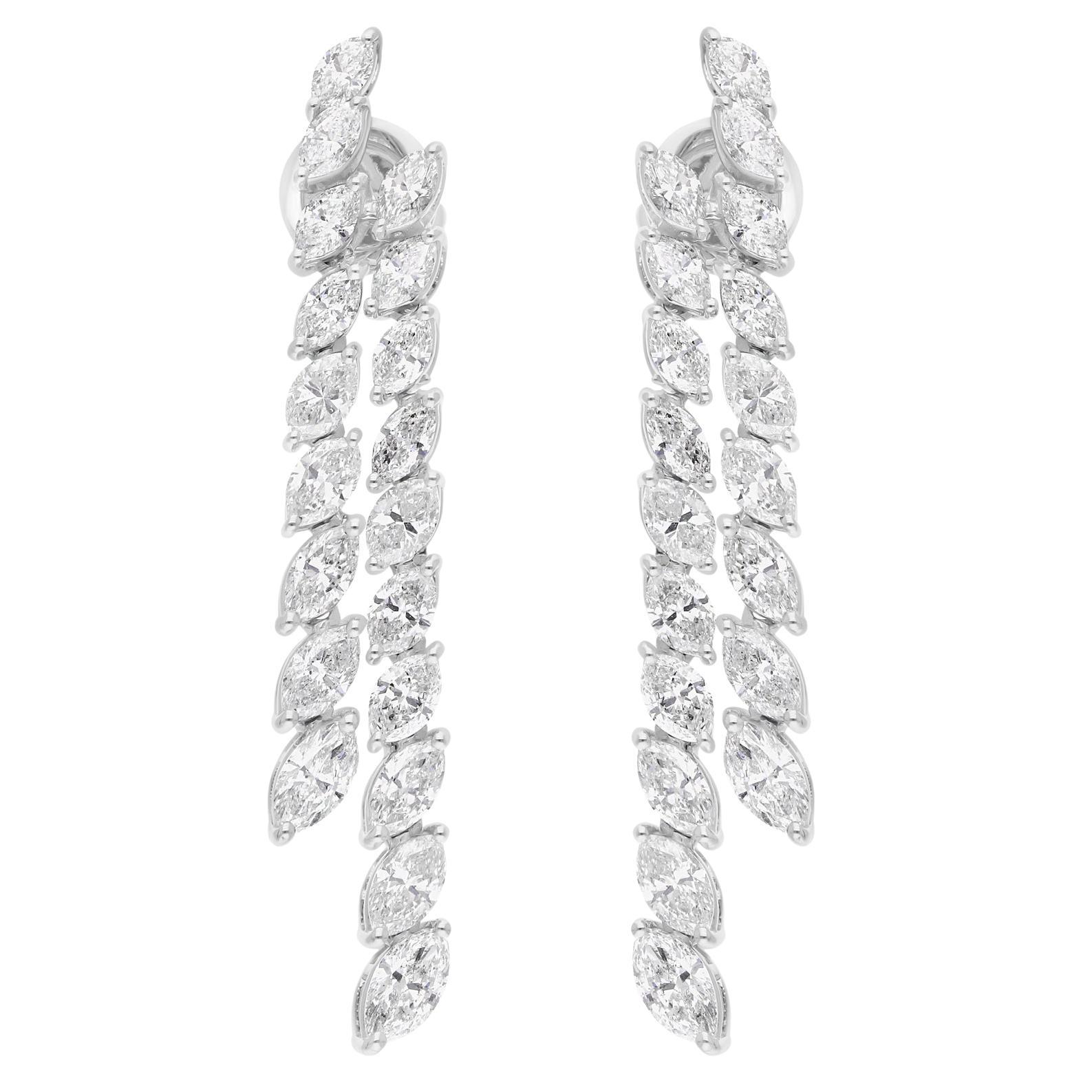 5.05 Carat SI Clarity HI Color Marquise Diamond 14 Karat White Gold Earrings