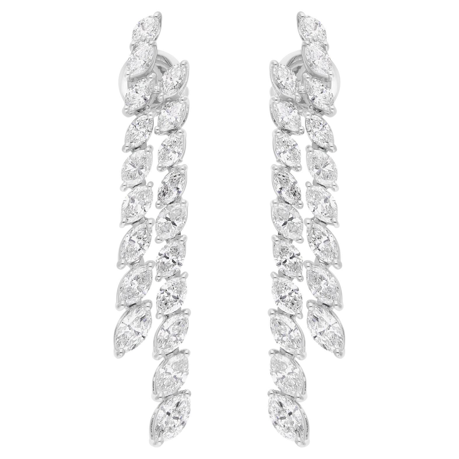 Ohrringe, 5,05 Karat SI Reinheit HI Farbe Marquise Diamant 18 Karat Weißgold Ohrringe