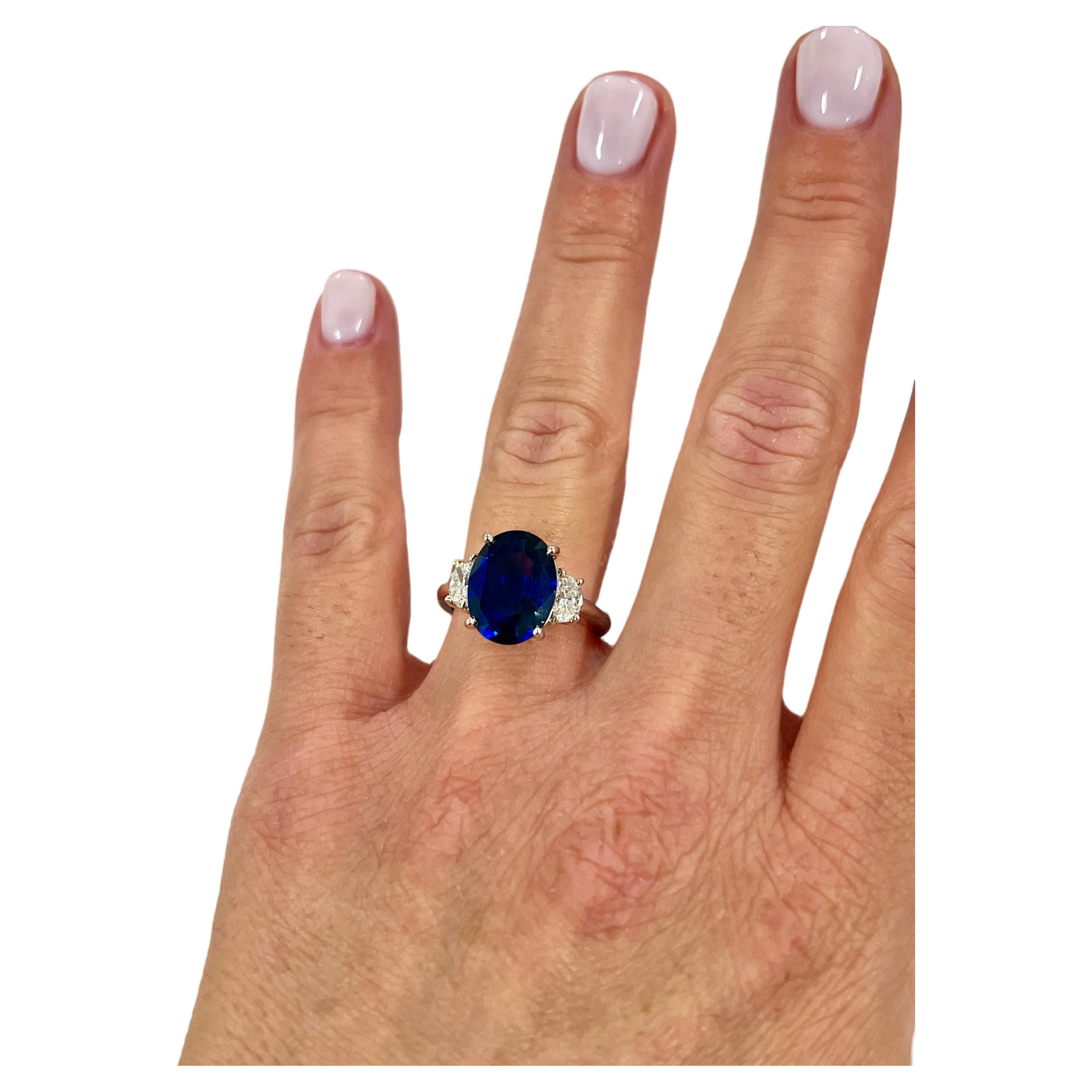 5.05 ct "Royal Blue" Sapphire & Diamond ring