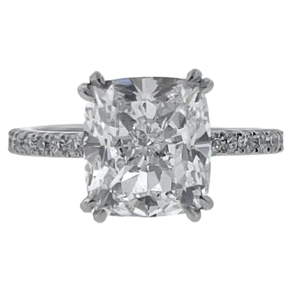 GIA Certified 5.05 Carat Cushion Cut Natural Diamond Engagement Ring  For Sale