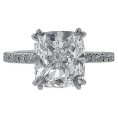 GIA Certified 5.05 Carat Cushion Cut Natural Diamond Engagement Ring 