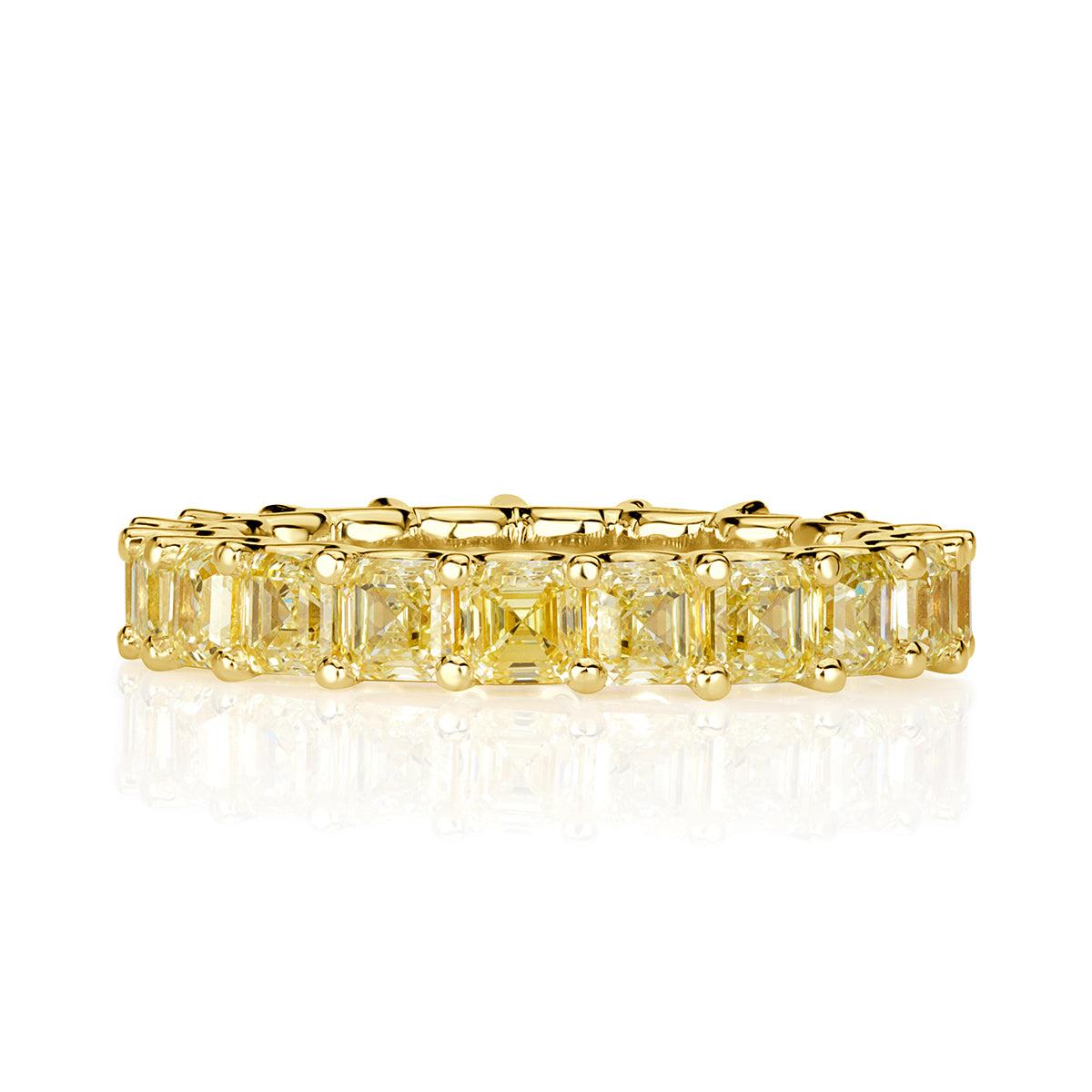 5.05ct Fancy Yellow Asscher Cut Diamond Eternity Band in 18k Yellow Gold