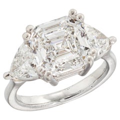 5.06 Carat Assher Cut Statement Brilliant White / D color VVS 14K  Diamond Ring