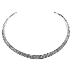 5.06 Carat Baguette Diamond White Gold Necklace