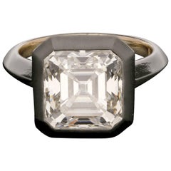 5.06 Karat J VVS2 Old Vintage Asscher Cut Solitär Diamant Ring von Hancocks