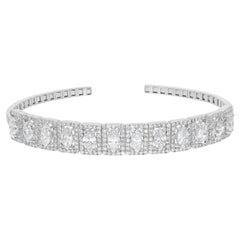 5.06 Carat Marquise Round Diamond Cuff Bangle Fine Bracelet 14 Karat White Gold