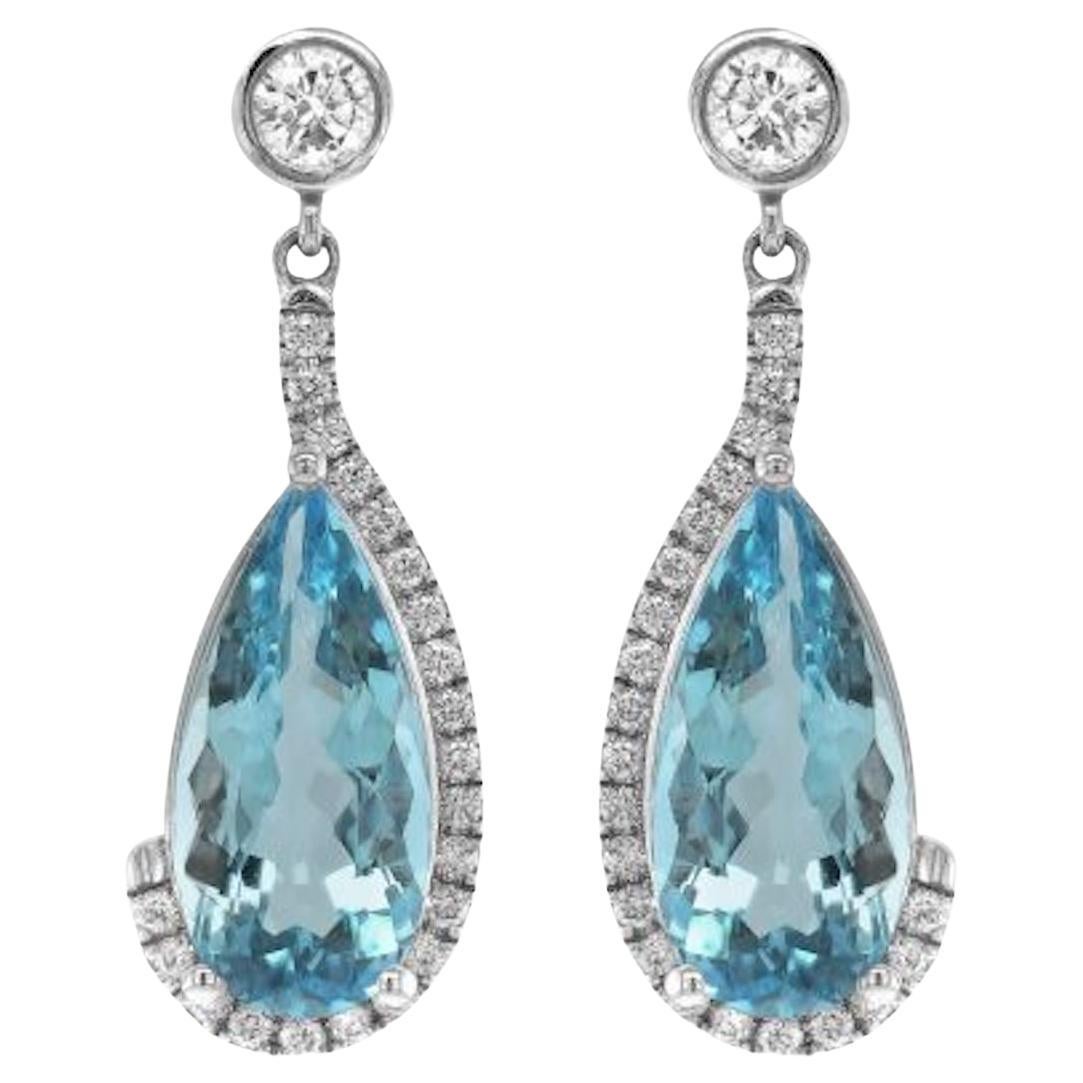  Natural Aquamarines 5.06 Carat in White Gold Earrings with Diamonds For Sale