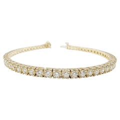 5.06 Carat Natural Diamond Tennis Bracelet 14 Karat Yellow Gold