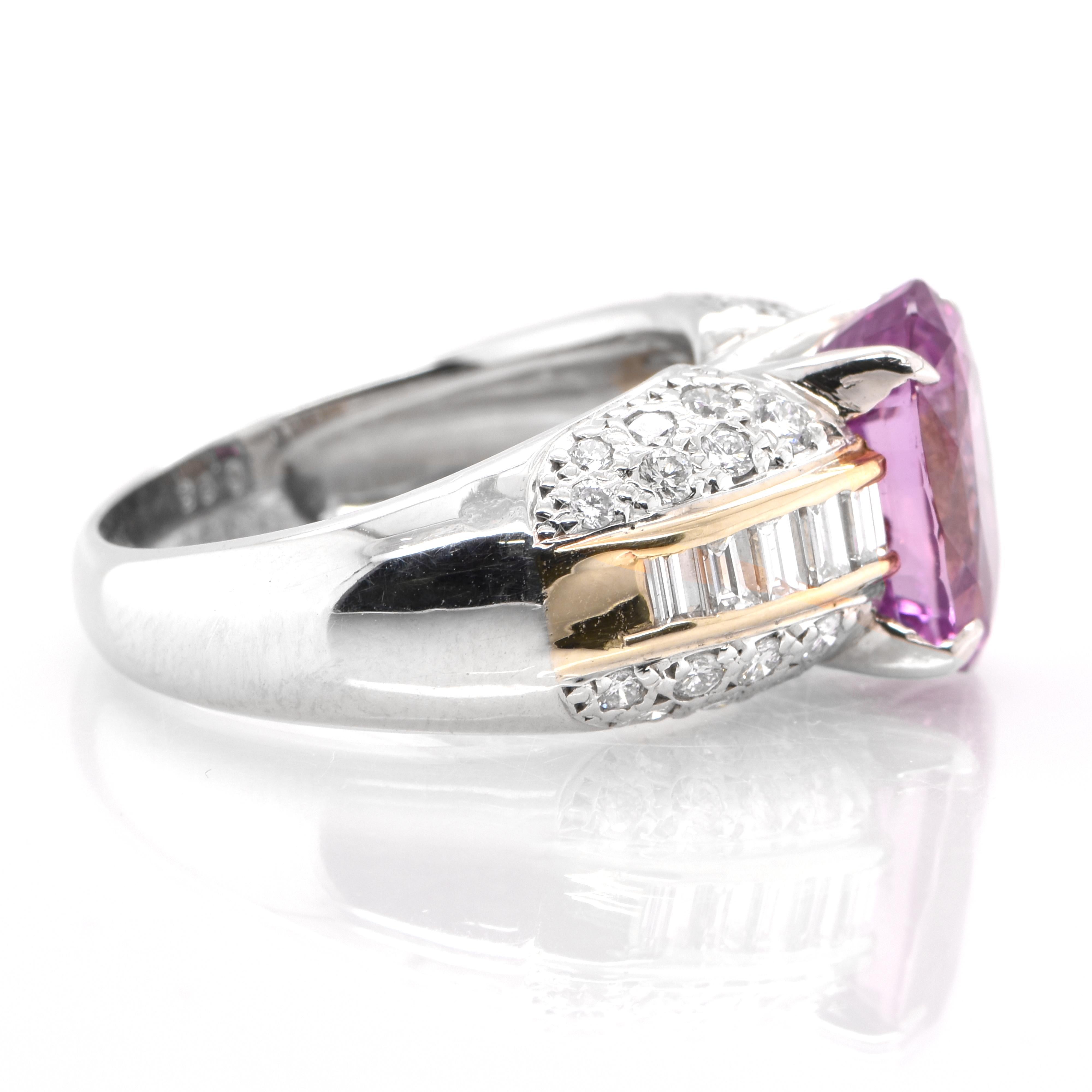 Oval Cut GIA Certified 5.06 Carat Natural Pink Sapphire Ring Set in Platinum and 18K Gold
