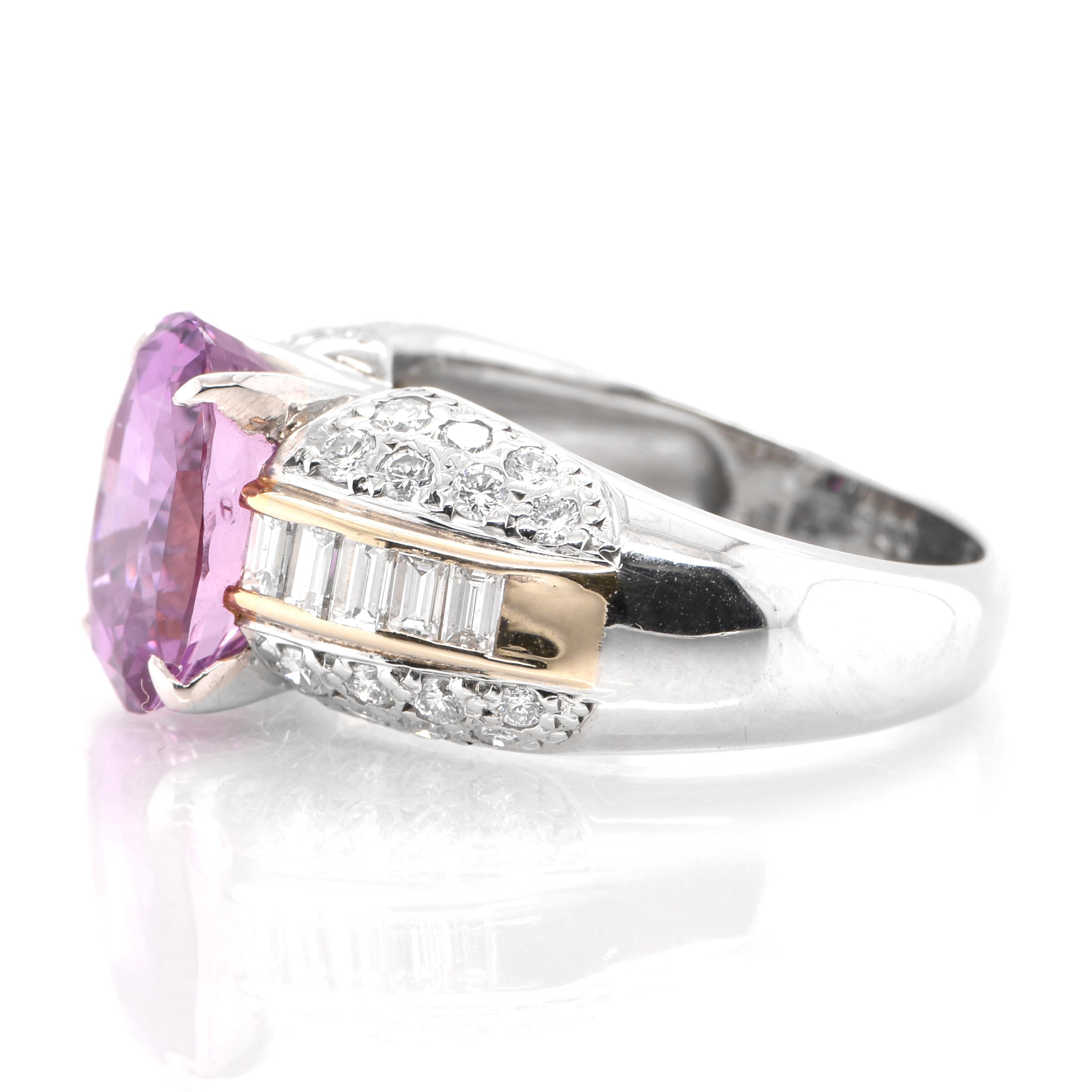 GIA Certified 5.06 Carat Natural Pink Sapphire Ring Set in Platinum and 18K Gold In New Condition In Tokyo, JP