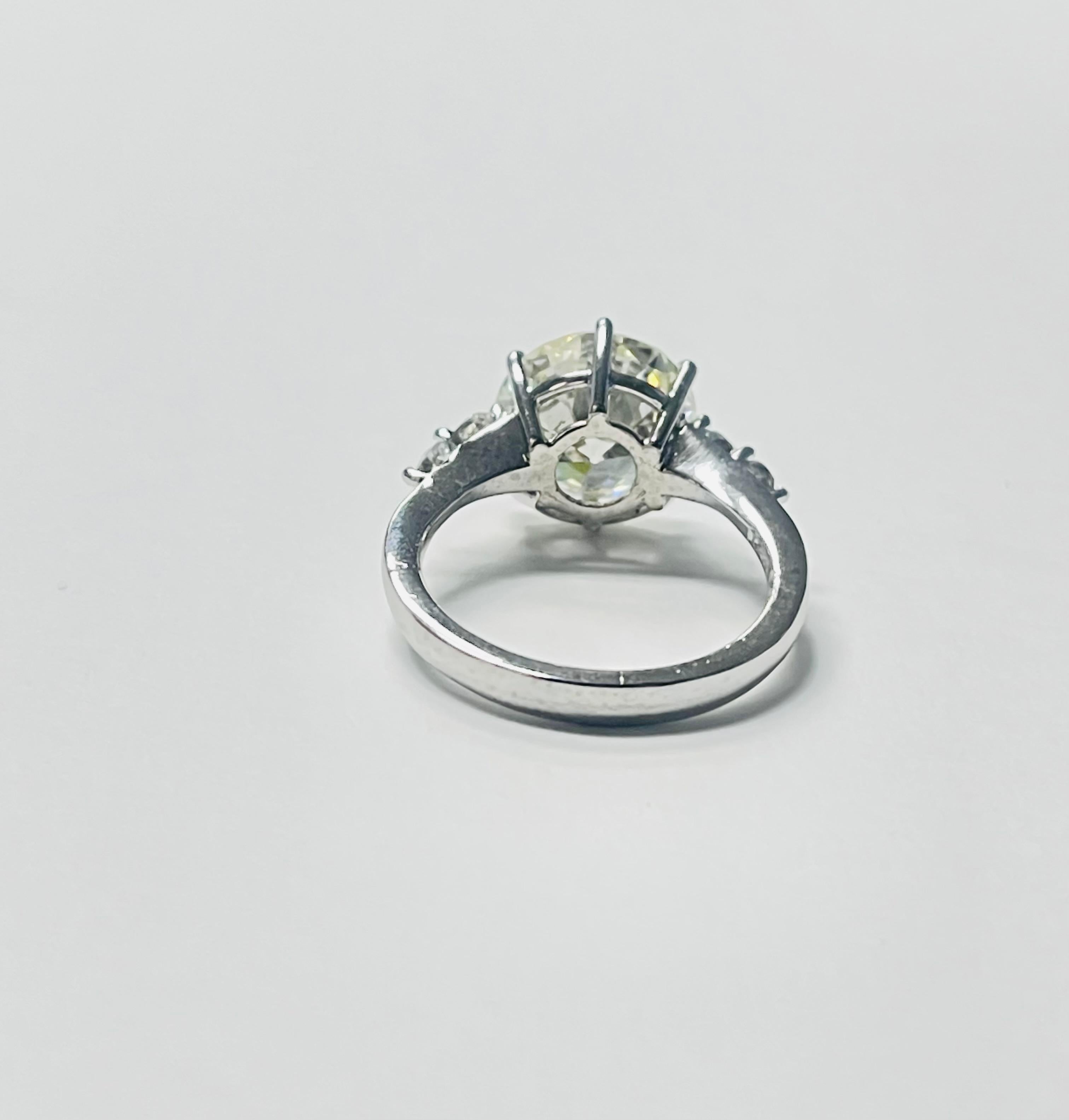 5.06 Carat Old European Cut Diamond Engagement Ring In Platinum, GIA Certified. For Sale 2