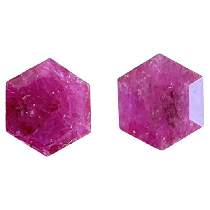 5,06 Quilates Hexágono de Rubí de Mozambique 2 Piezas Piedra tallada facetada Gema Natural Calentada en venta