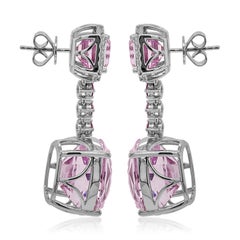 Orecchini in oro bianco con Kunzite, Zaffiro Rosa e Diamante Bianco da 50,65 Carati