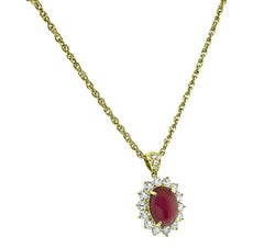 5.06ct Burma Ruby 1.40ct Diamond Gold Pendant Necklace