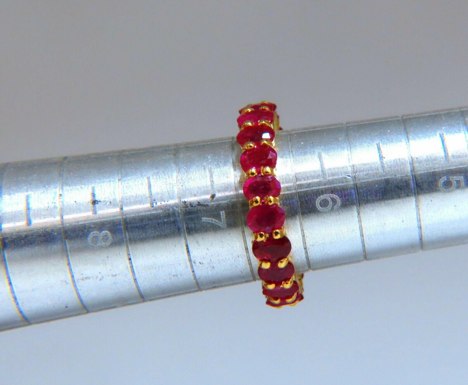 Oval Cut 5.06ct Natural Burma Ruby Eternity Band 14 Karat Kissing Prong
