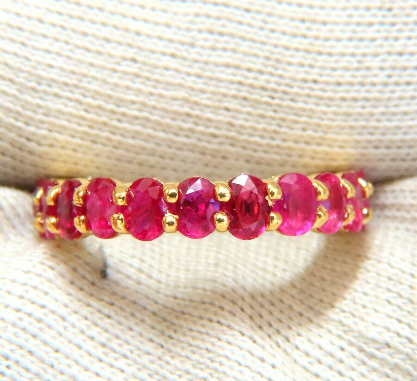 5.06ct Natural Burma Ruby Eternity Band 14 Karat Kissing Prong In New Condition In New York, NY