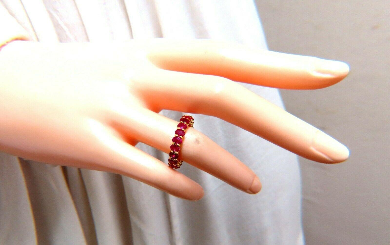 Women's or Men's 5.06ct Natural Burma Ruby Eternity Band 14 Karat Kissing Prong