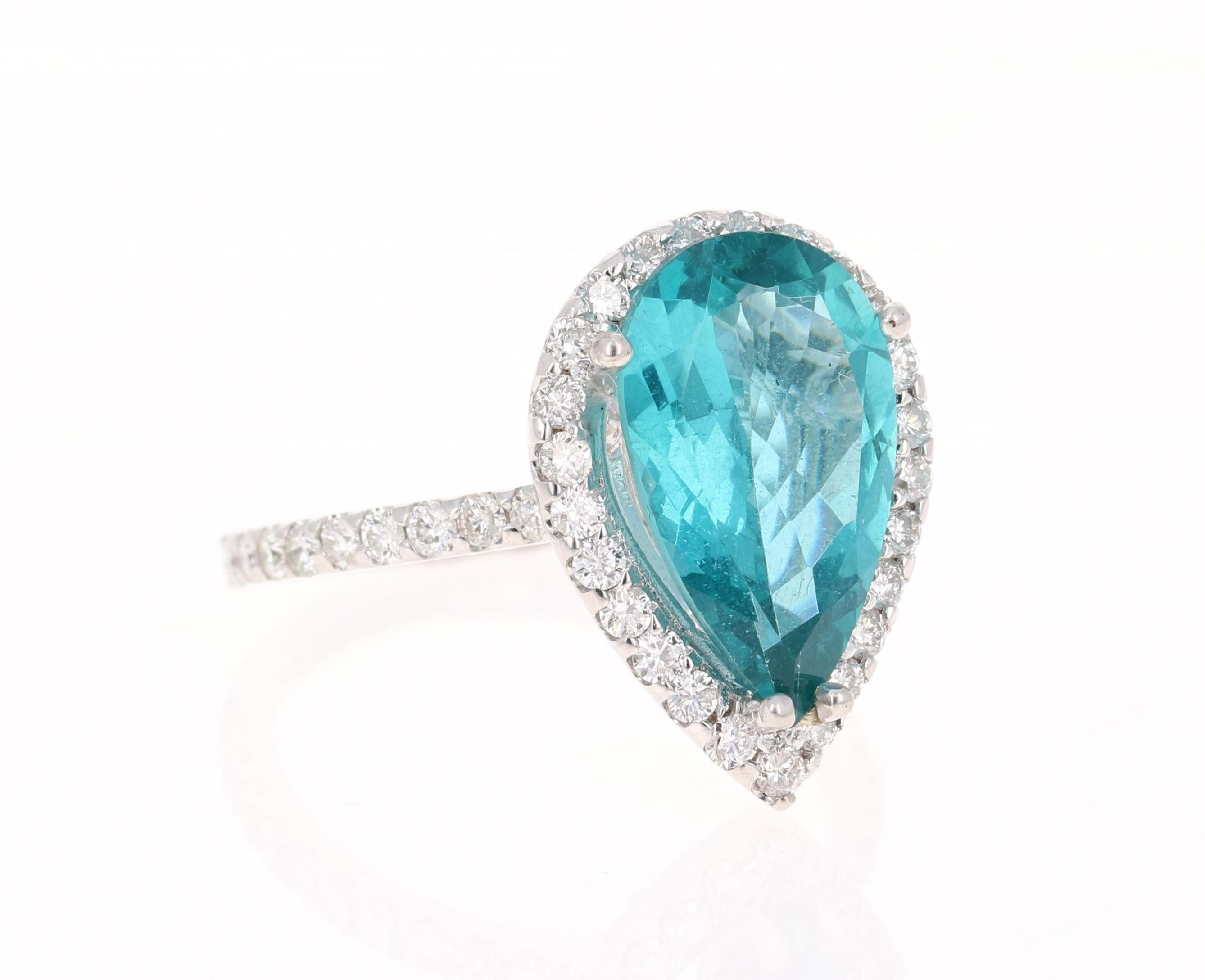 An amazingly deep and beautiful Apatite set in a gorgeous 14 Karat White Gold setting with Diamonds! 

Apatites are found in various places around the world including Myanmar, Kenya, India, Brazil, Sri Lanka, Norway, Mexico and the USA. The sea blue