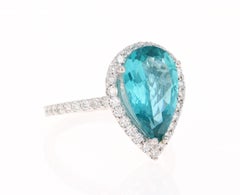 5.07 Carat Apatite Diamond Ring White Gold Cocktail Ring