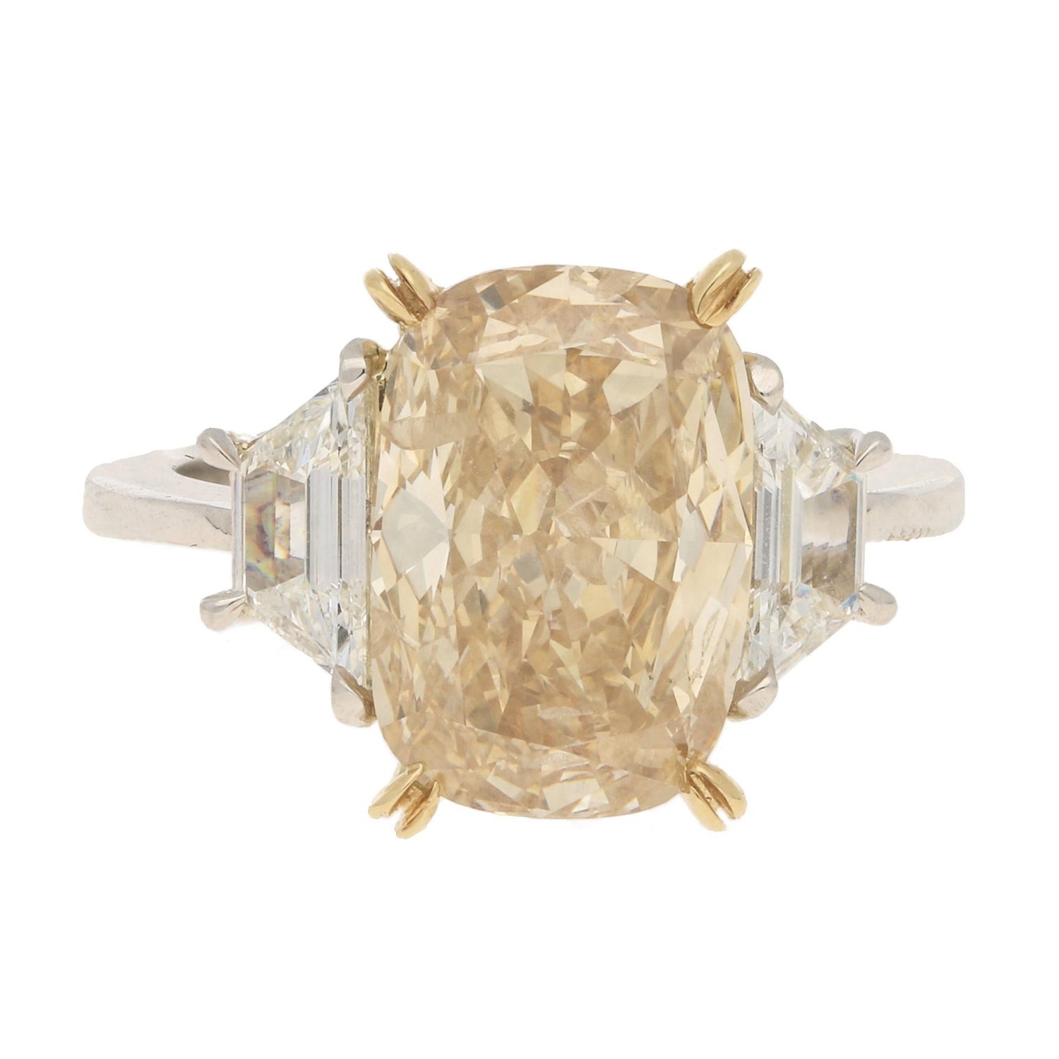 5 07 Carat Fancy Yellow Elongated Cushion Cut Diamond Engagement